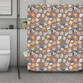Cute Dog Emoji Pattern Print Polyester Shower Curtain