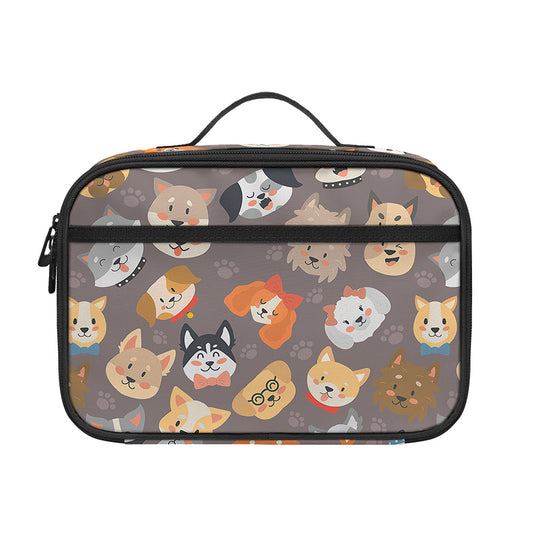 Cute Dog Emoji Pattern Print Portable Lunch Bag