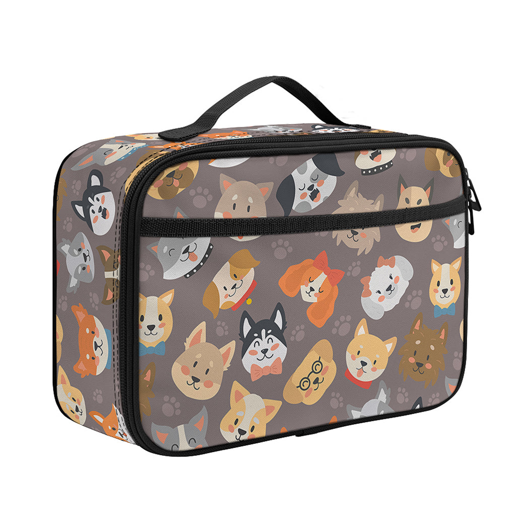 Cute Dog Emoji Pattern Print Portable Lunch Bag