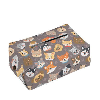 Cute Dog Emoji Pattern Print Rectangle Tissue Box Cover