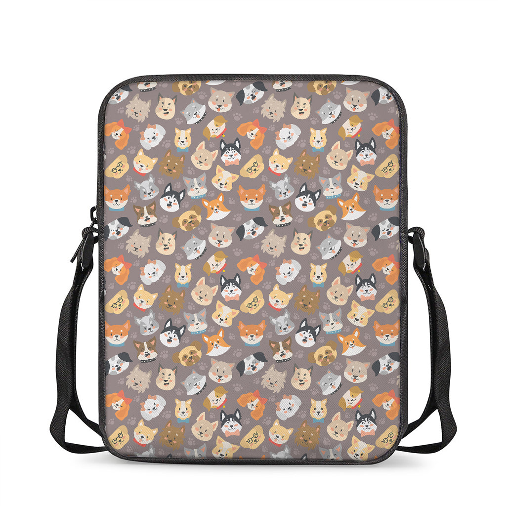 Cute Dog Emoji Pattern Print Rectangular Crossbody Bag