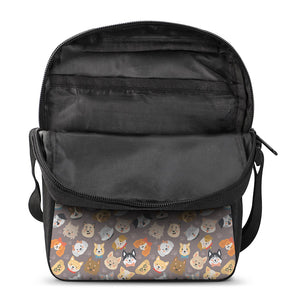 Cute Dog Emoji Pattern Print Rectangular Crossbody Bag