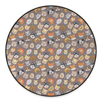 Cute Dog Emoji Pattern Print Round Floor Mat
