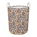Cute Dog Emoji Pattern Print Round Laundry Basket