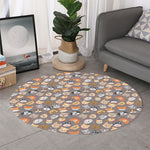 Cute Dog Emoji Pattern Print Round Rug