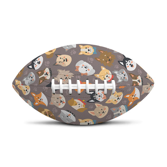 Cute Dog Emoji Pattern Print Rugby Ball