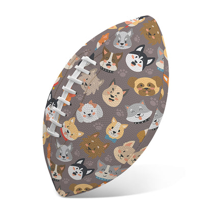 Cute Dog Emoji Pattern Print Rugby Ball