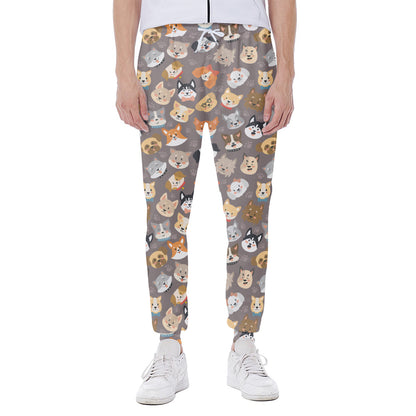 Cute Dog Emoji Pattern Print Scuba Joggers