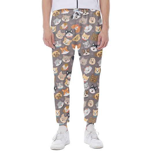 Cute Dog Emoji Pattern Print Scuba Joggers