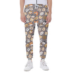 Cute Dog Emoji Pattern Print Scuba Joggers
