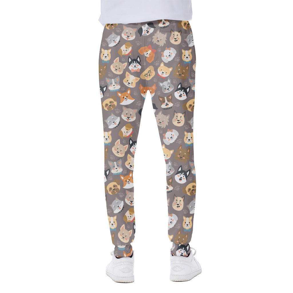 Cute Dog Emoji Pattern Print Scuba Joggers