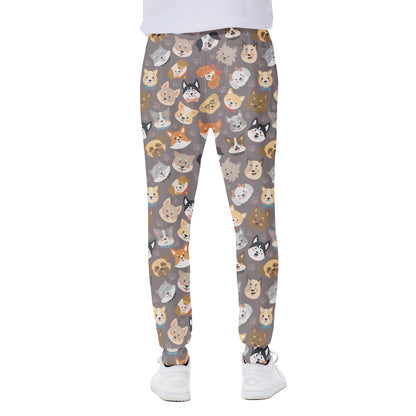 Cute Dog Emoji Pattern Print Scuba Joggers