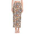 Cute Dog Emoji Pattern Print Side Slit Maxi Skirt