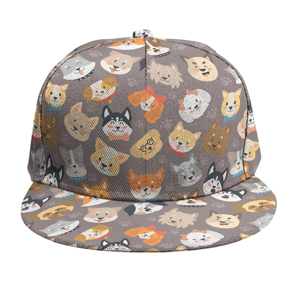 Cute Dog Emoji Pattern Print Snapback Cap