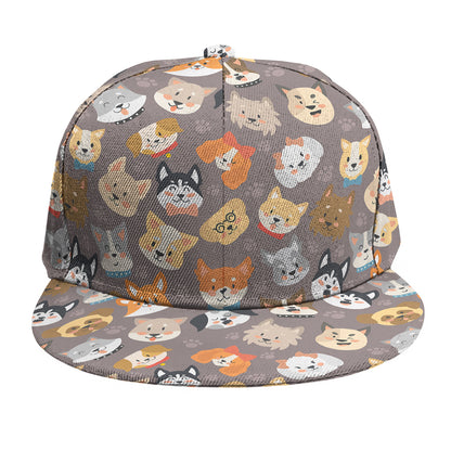 Cute Dog Emoji Pattern Print Snapback Cap