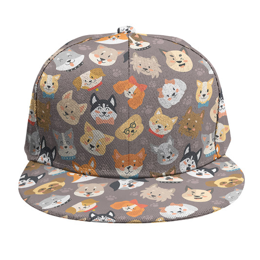 Cute Dog Emoji Pattern Print Snapback Cap
