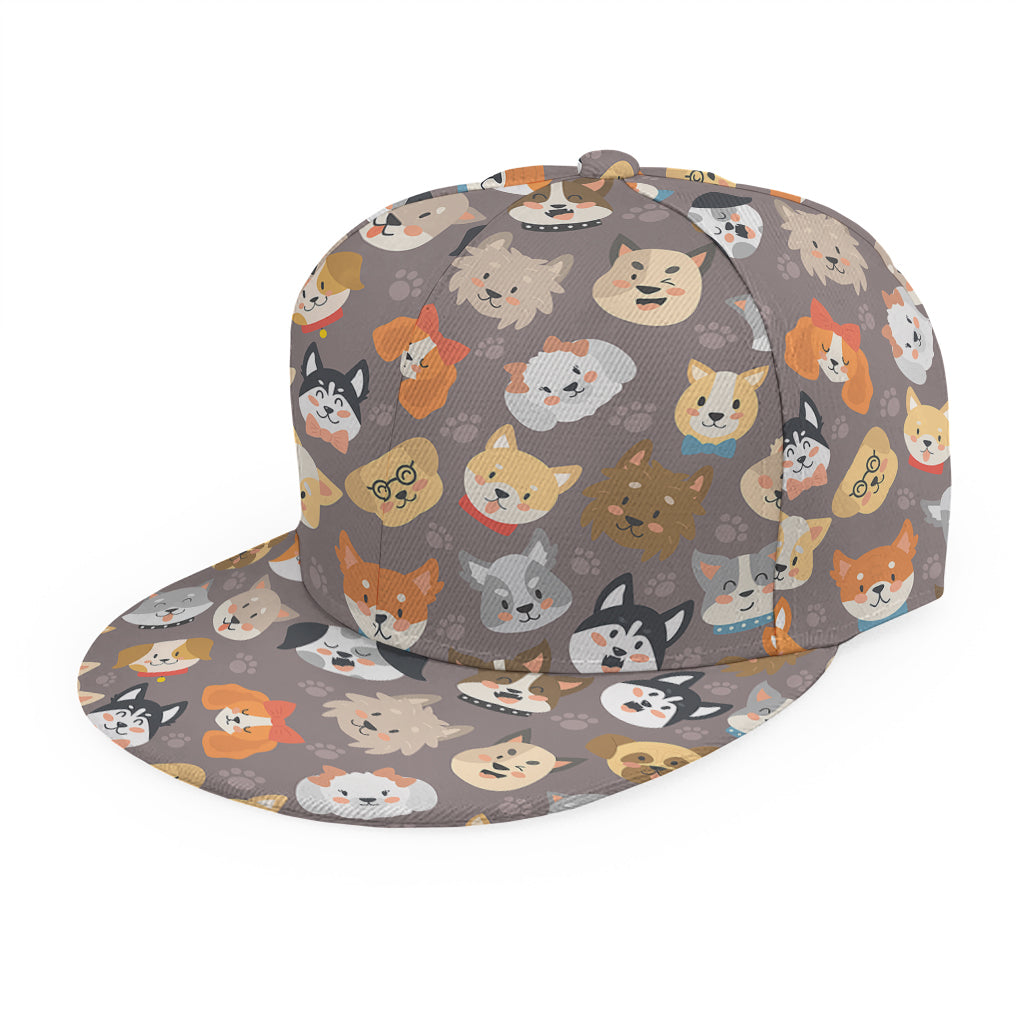 Cute Dog Emoji Pattern Print Snapback Cap