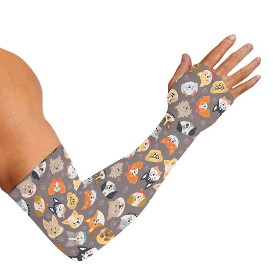 Cute Dog Emoji Pattern Print Sun Protection Arm Sleeves