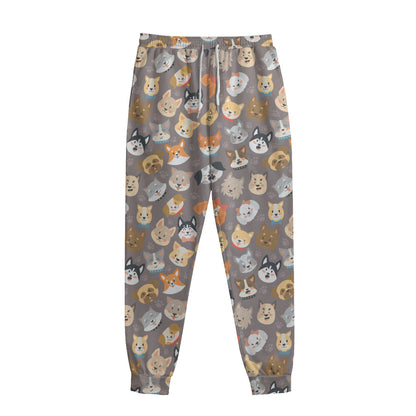 Cute Dog Emoji Pattern Print Sweatpants