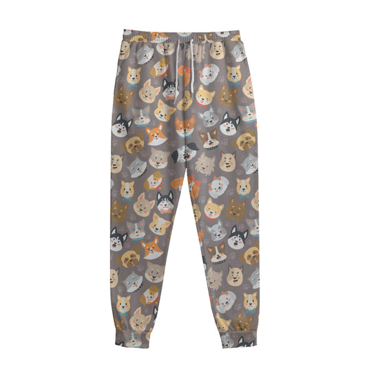 Cute Dog Emoji Pattern Print Sweatpants