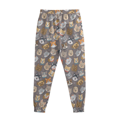 Cute Dog Emoji Pattern Print Sweatpants