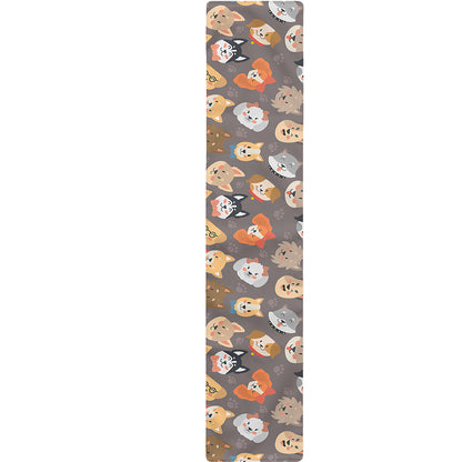 Cute Dog Emoji Pattern Print Table Runner