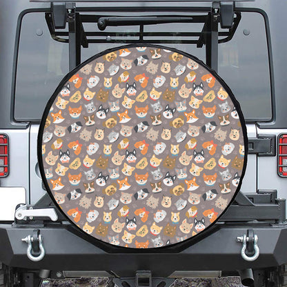 Cute Dog Emoji Pattern Print Tire Cover