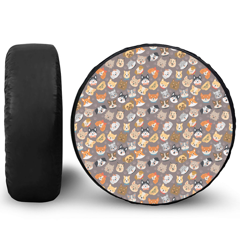 Cute Dog Emoji Pattern Print Tire Cover