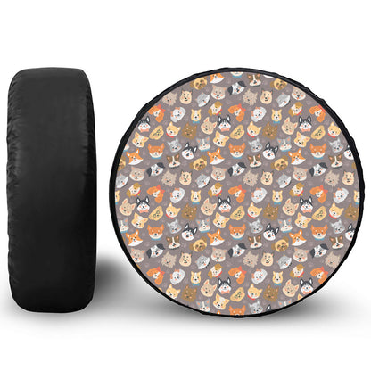Cute Dog Emoji Pattern Print Tire Cover