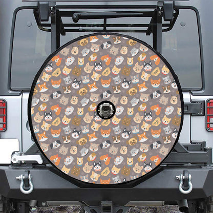 Cute Dog Emoji Pattern Print Tire Cover With Camera Hole