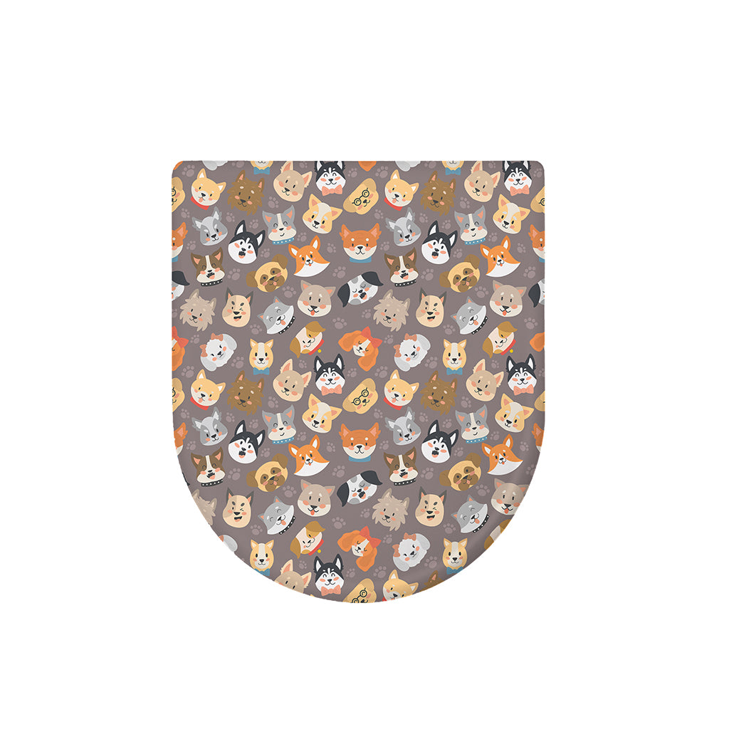 Cute Dog Emoji Pattern Print Toilet Lid Cover