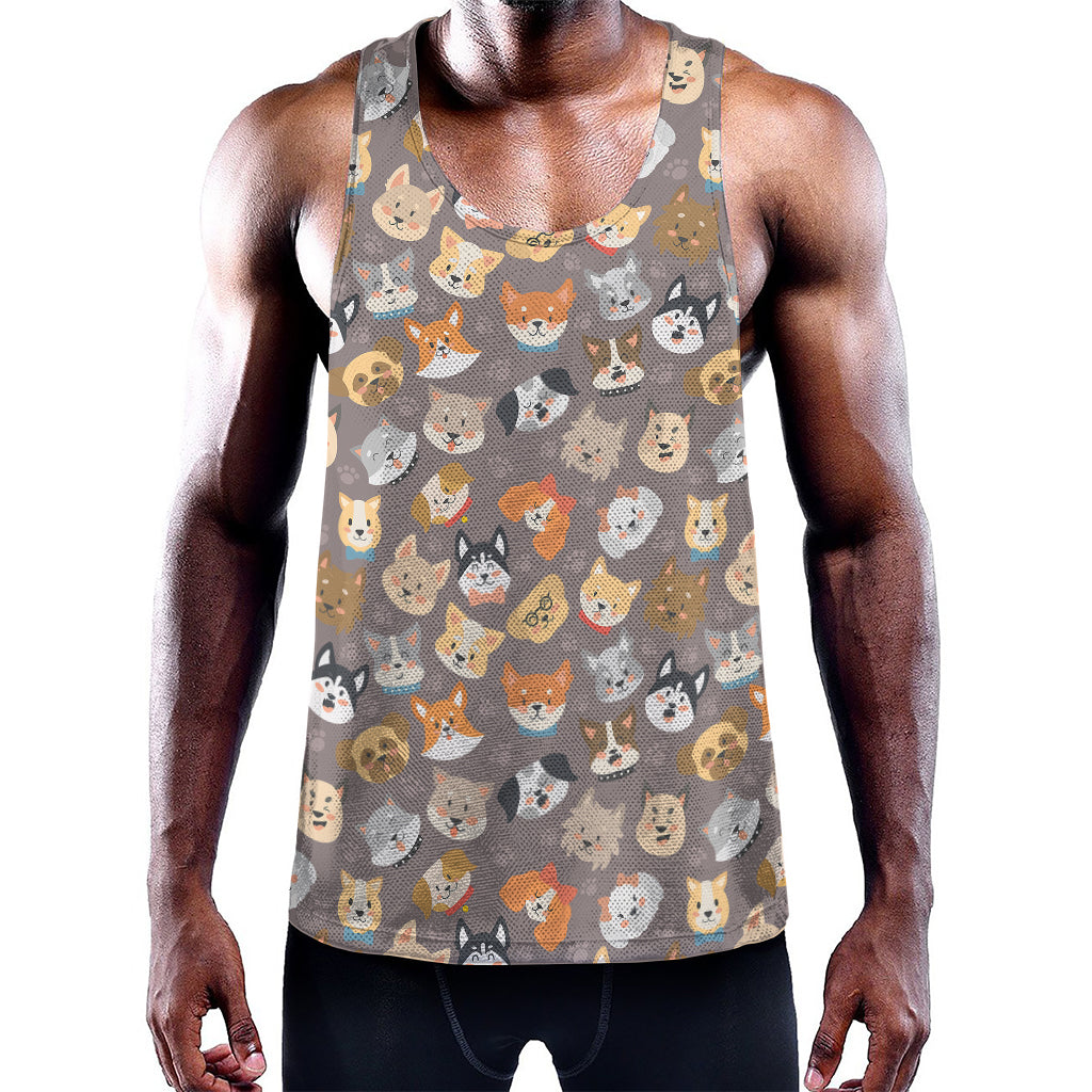 Cute Dog Emoji Pattern Print Training Tank Top