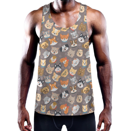 Cute Dog Emoji Pattern Print Training Tank Top