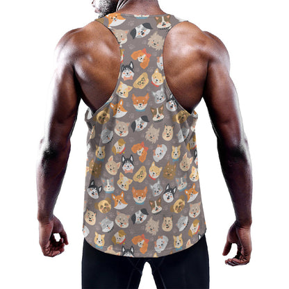 Cute Dog Emoji Pattern Print Training Tank Top