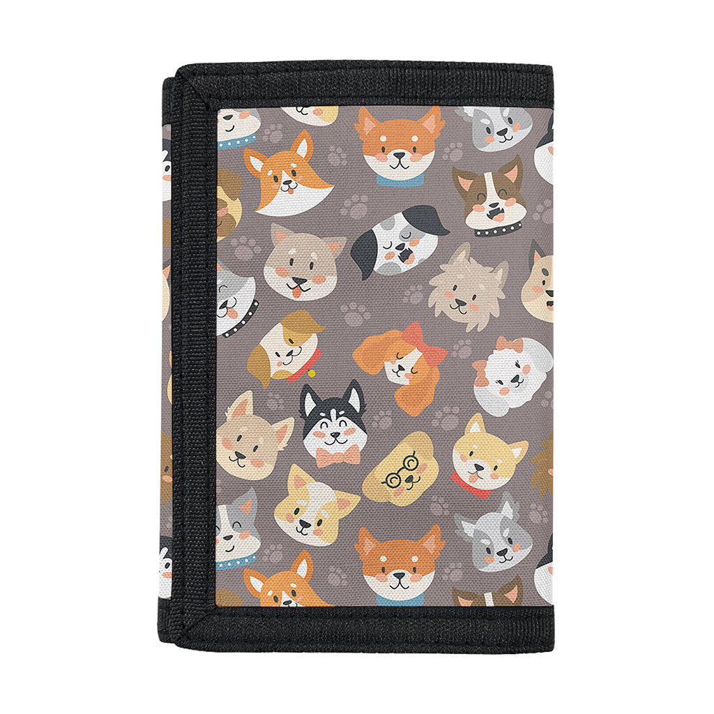 Cute Dog Emoji Pattern Print Trifold Wallet