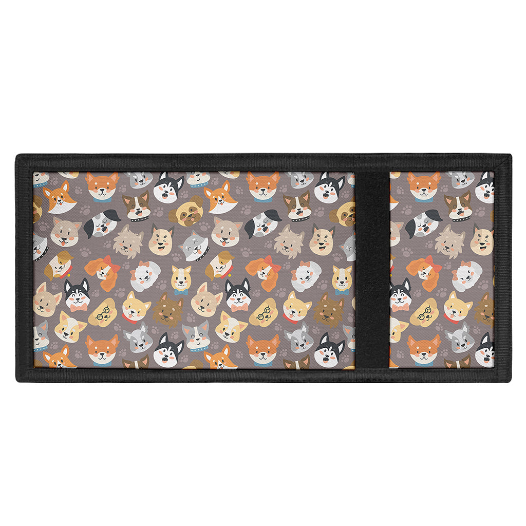 Cute Dog Emoji Pattern Print Trifold Wallet