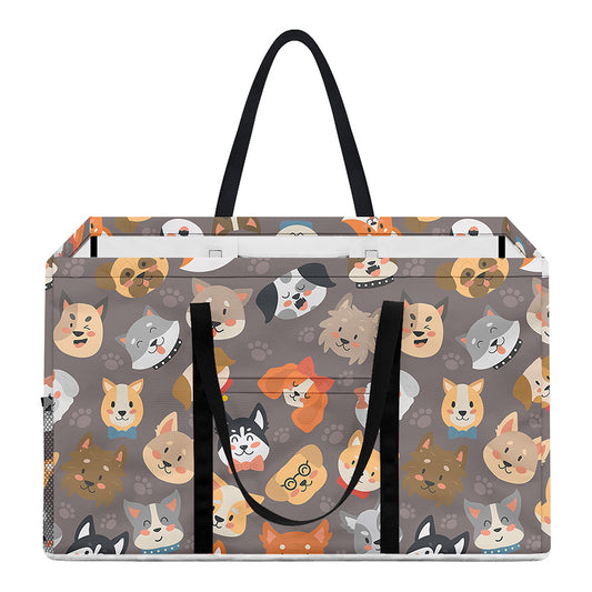 Cute Dog Emoji Pattern Print Utility Tote Bag
