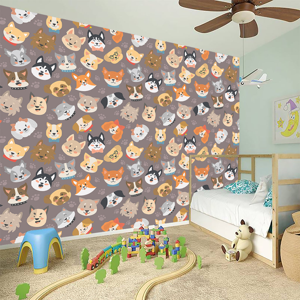 Cute Dog Emoji Pattern Print Wall Sticker