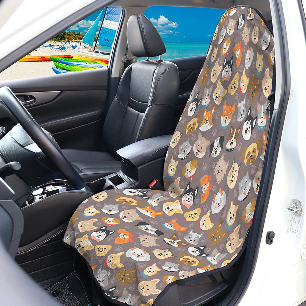 Cute Dog Emoji Pattern Print Waterproof Car Seat Cover