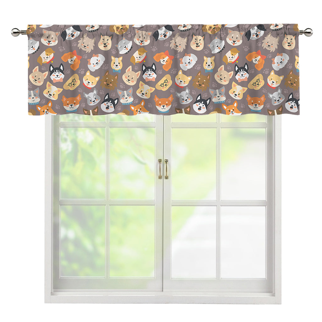Cute Dog Emoji Pattern Print Window Valance