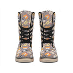 Cute Dog Emoji Pattern Print Winter Boots