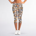 Cute Dog Emoji Pattern Print Women's Capri Leggings