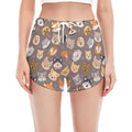 Cute Dog Emoji Pattern Print Women's Split Running Shorts