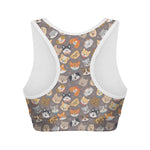 Cute Dog Emoji Pattern Print Women's Sports Bra