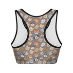 Cute Dog Emoji Pattern Print Women's Sports Bra