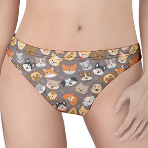 Cute Dog Emoji Pattern Print Women's Thong