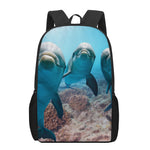 Cute Dolphins In The Ocean Print 17 Inch Backpack