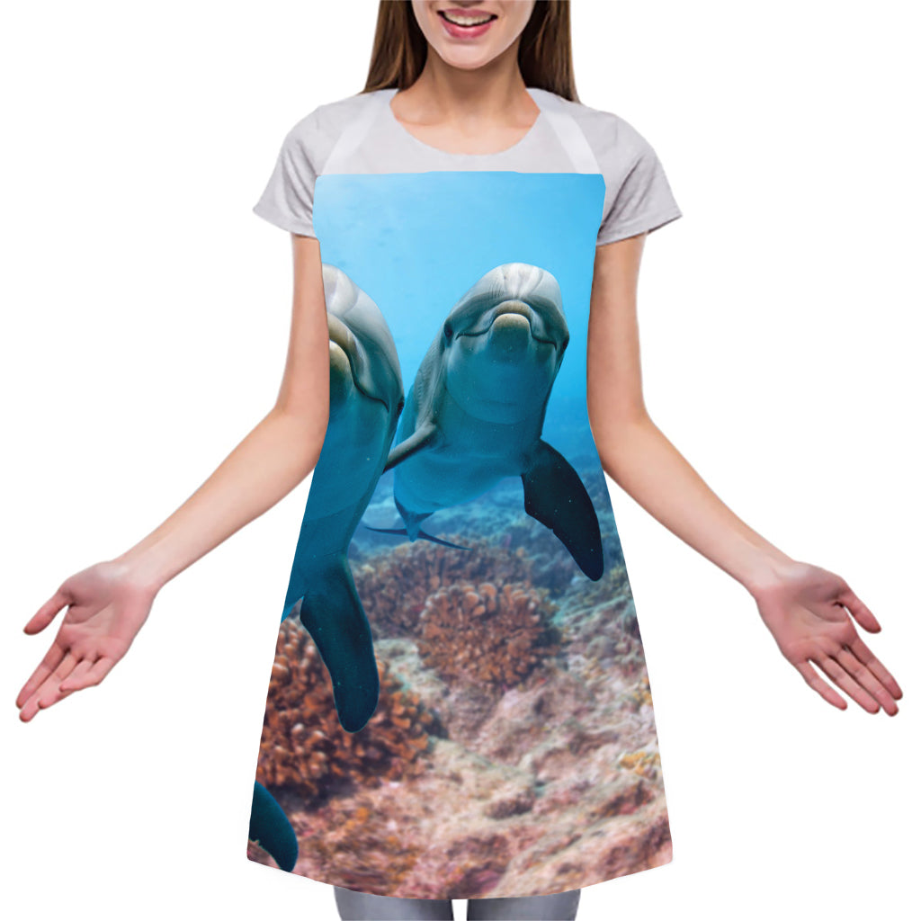 Cute Dolphins In The Ocean Print Adjustable Apron