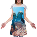Cute Dolphins In The Ocean Print Adjustable Apron