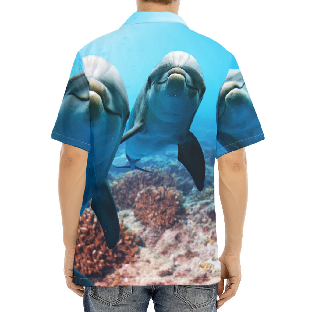 Cute Dolphins In The Ocean Print Aloha Shirt